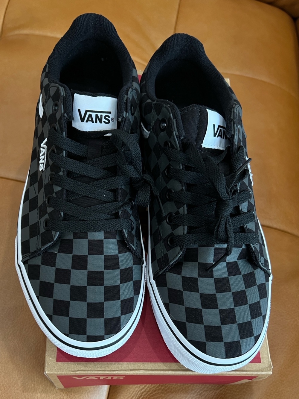 Vans Men’s Checkerboard Old Skool Sneakers - Black and Gray